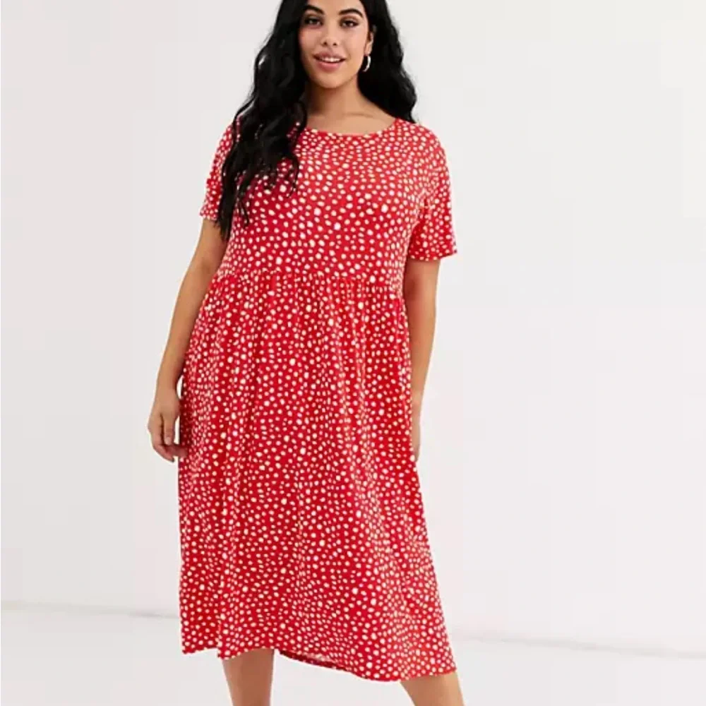 ASOS Wednesday’s Girl Smudge Spot Midi Smock Short Sleeve Dress Plus Size Curve - Picture 1 of 11
